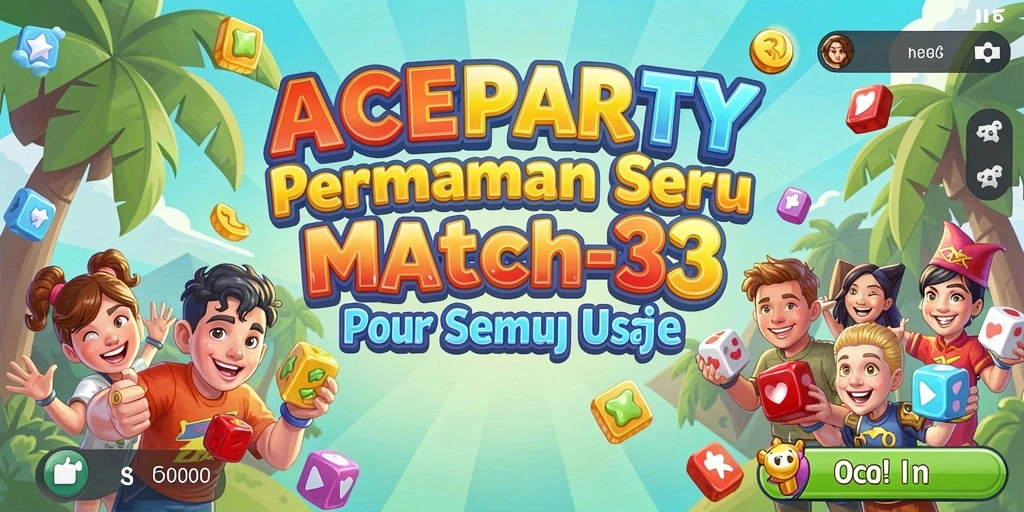 Screenshot gameplay ACEPARTY menampilkan aksi seru dalam mencocokkan item Match-3.