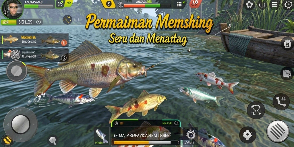 Screenshot gameplay ANGKASA168 yang menggambarkan pengalaman memancing yang seru.