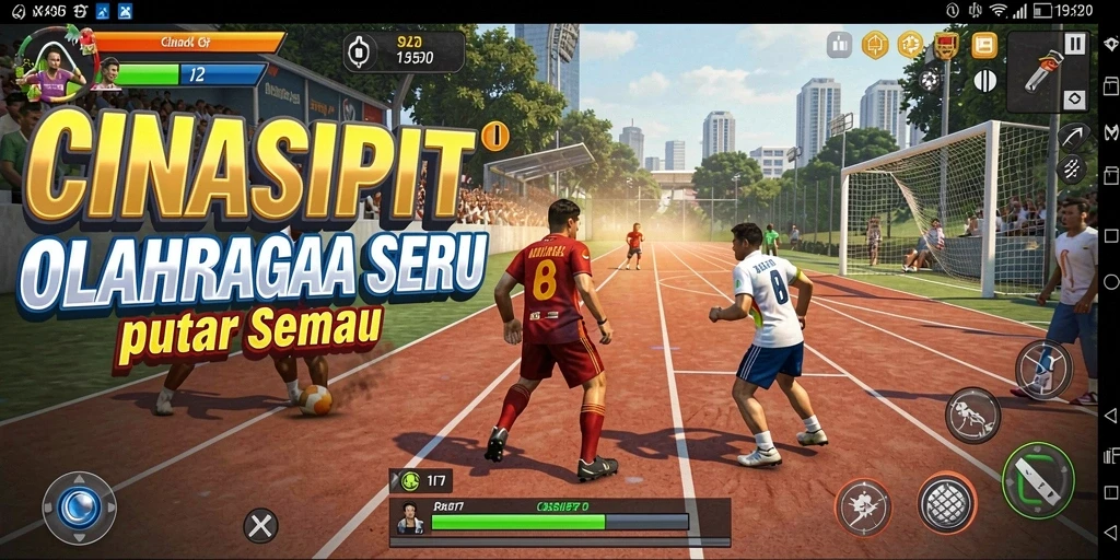 Screenshot menunjukkan gameplay seru dari CINASIPIT yang penuh aksi olahraga.