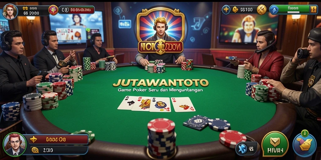 Tampilan gameplay Poker yang menegangkan di JUTAWANTOTO.