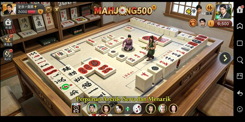 Screenshot gameplay MAHJONG500 yang menampilkan serunya permainan Arcade.