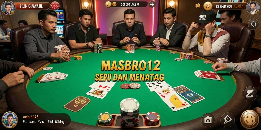 Screenshot gameplay MASBRO12 menampilkan pemain asyik bermain poker.