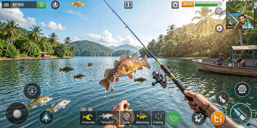 Tampilan gameplay <strong>MT966</strong> yang menampilkan aksi memancing seru.