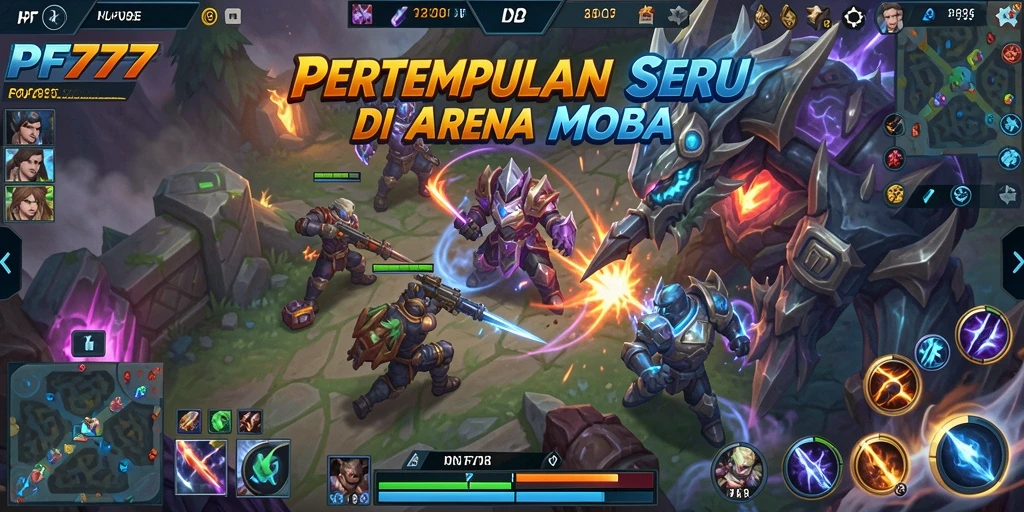 Tampilan menarik dari gameplay PF777 yang penuh aksi MOBA.