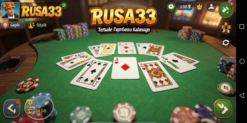 Screenshot gameplay RUSA33 menampilkan serunya permainan Gaple.