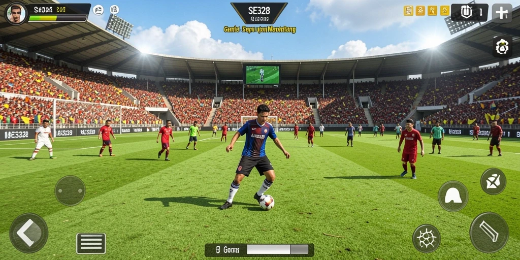 Tampilan gameplay mendebarkan dalam SE328 yang menampilkan aksi sepakbola.
