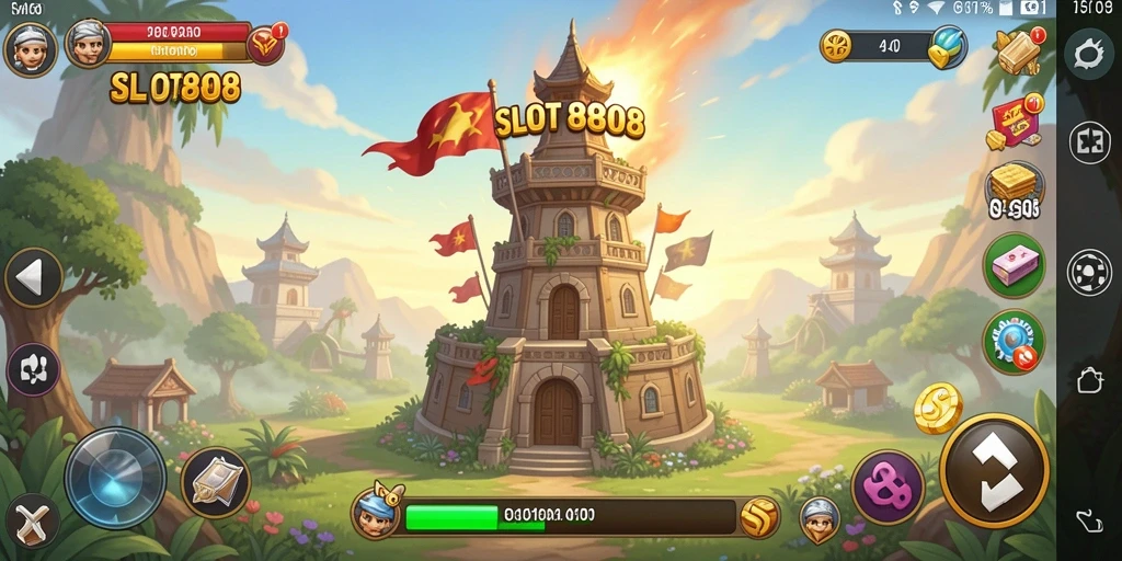 Tangkapan layar menampilkan gameplay menara pertahanan yang intens dan strategis.