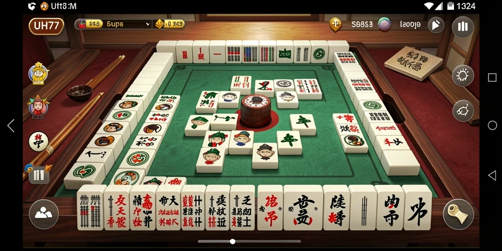 Screenshot gameplay UH77 menampilkan tantangan Mahjong yang seru.