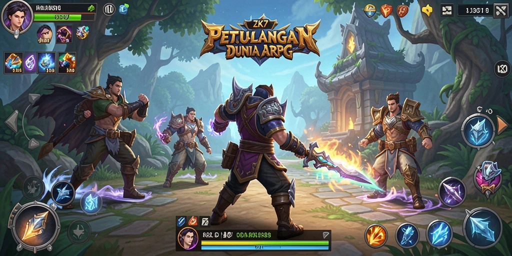 Screenshot gameplay ZK7 menampilkan aksi mendebarkan dalam pertempuran ARPG.