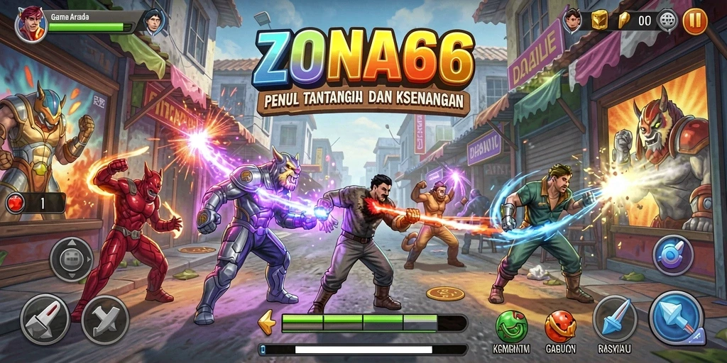 Tampilan gameplay seru dan penuh aksi di ZONA66.